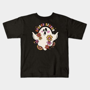 Cute Spooky Season // Vintage Groovy Halloween Kids T-Shirt